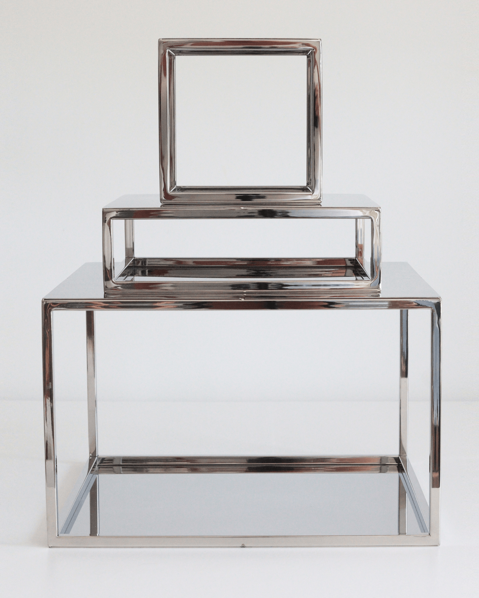 PropBundles - Set of Three - Square and Rectangle Metallic Cake Separators and 14" Plinth - Prop Options