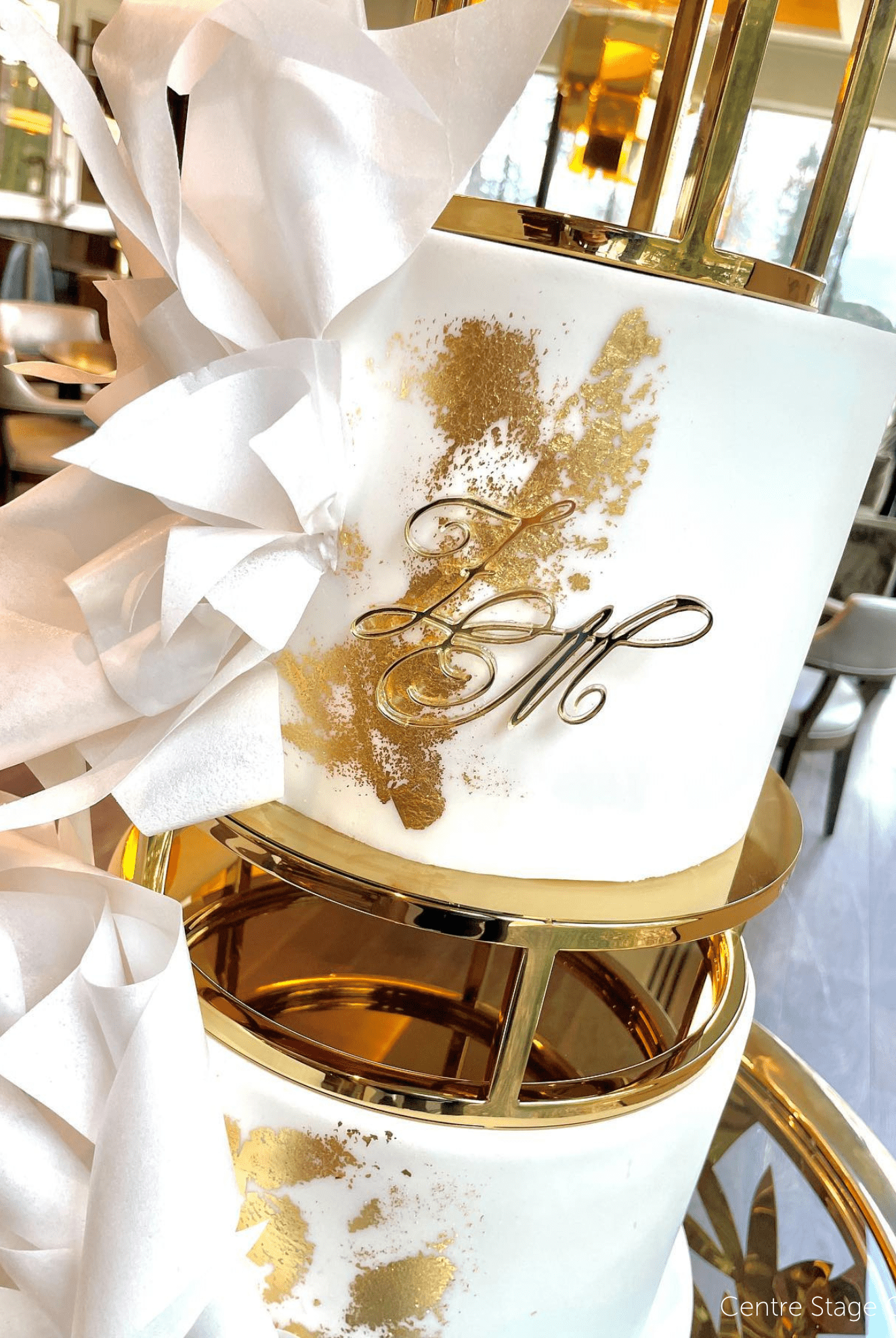 PropBundles - Set of Two - 6" & 10" Round Metallic Cake Separators and Stands - Prop Options