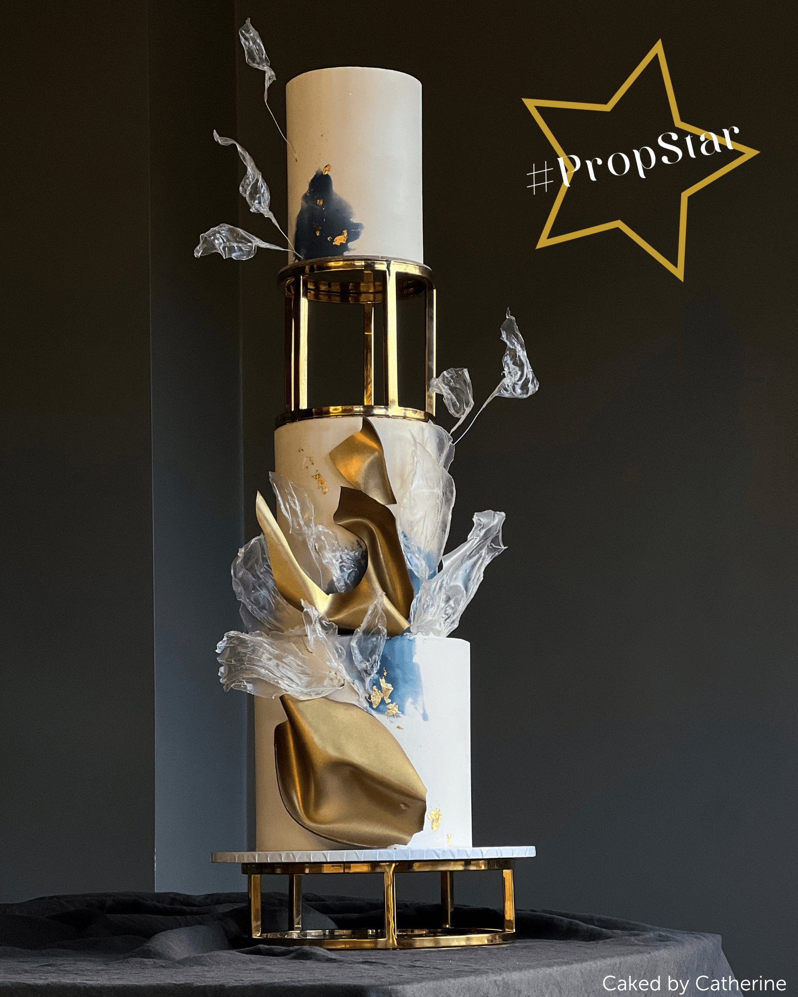 PropBundles - Set of Two - 6" & 10" Round Metallic Cake Separators and Stands - Prop Options