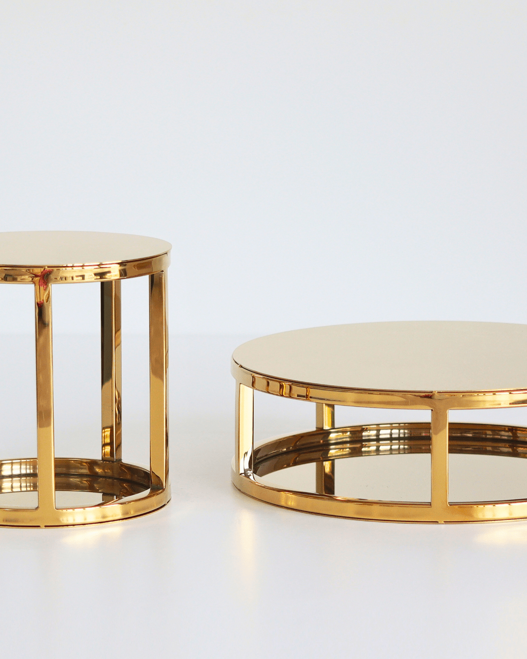 PropBundles - Set of Two - 6" & 10" Round Metallic Cake Separators and Stands - Prop Options