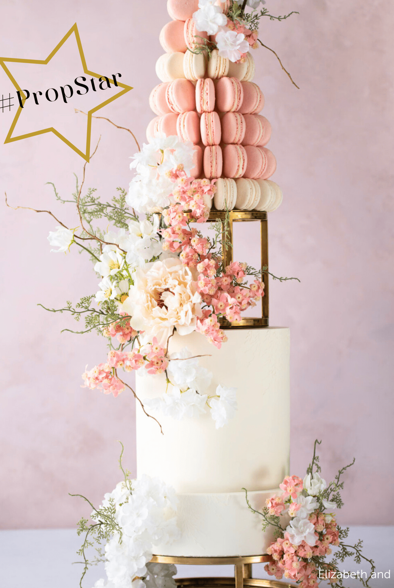 PropBundles - Set of Two - 6" & 10" Round Metallic Cake Separators and Stands - Prop Options