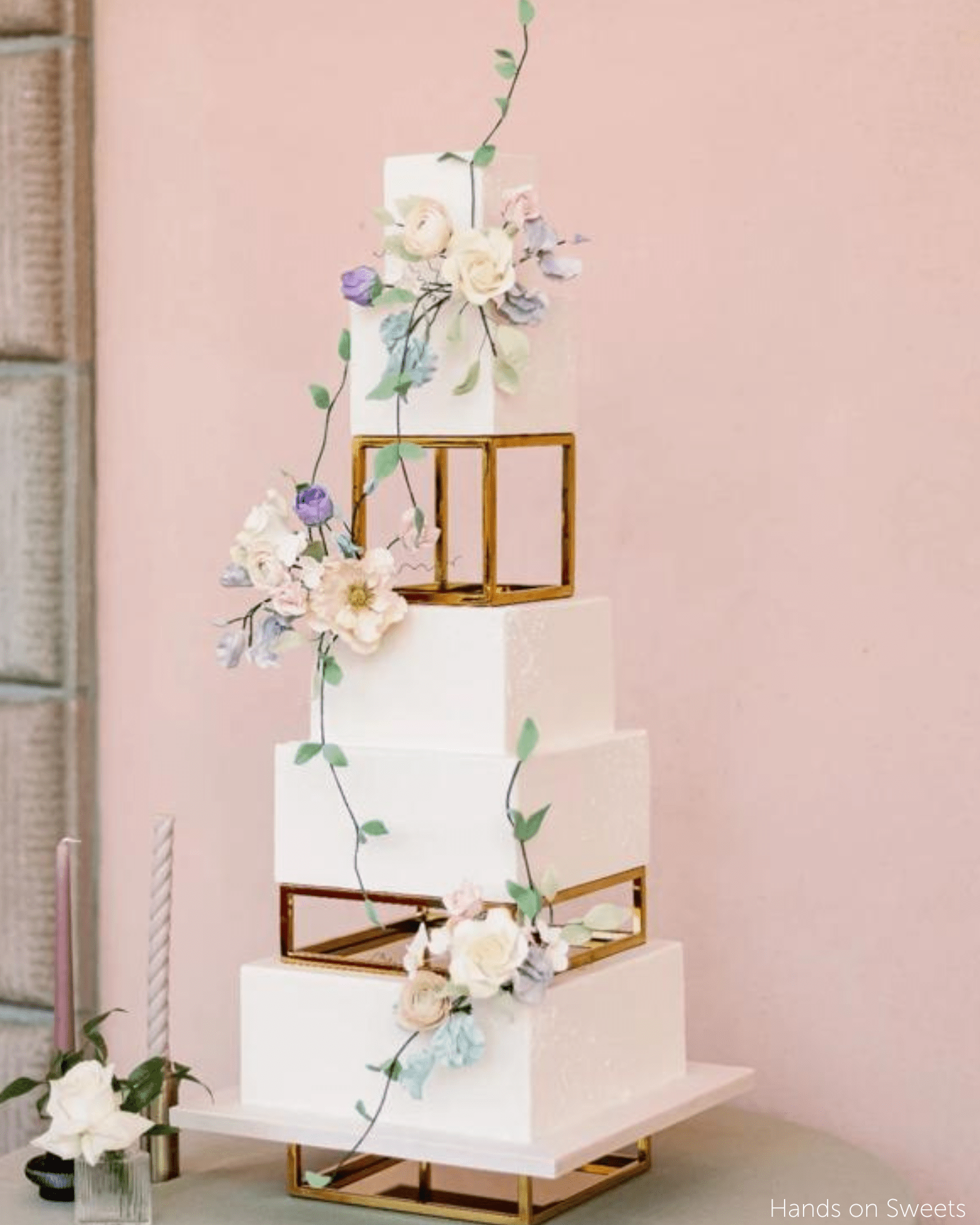 PropBundles - Set of Two - Square and Rectangle Metallic Cake Separators and Stands - Prop Options