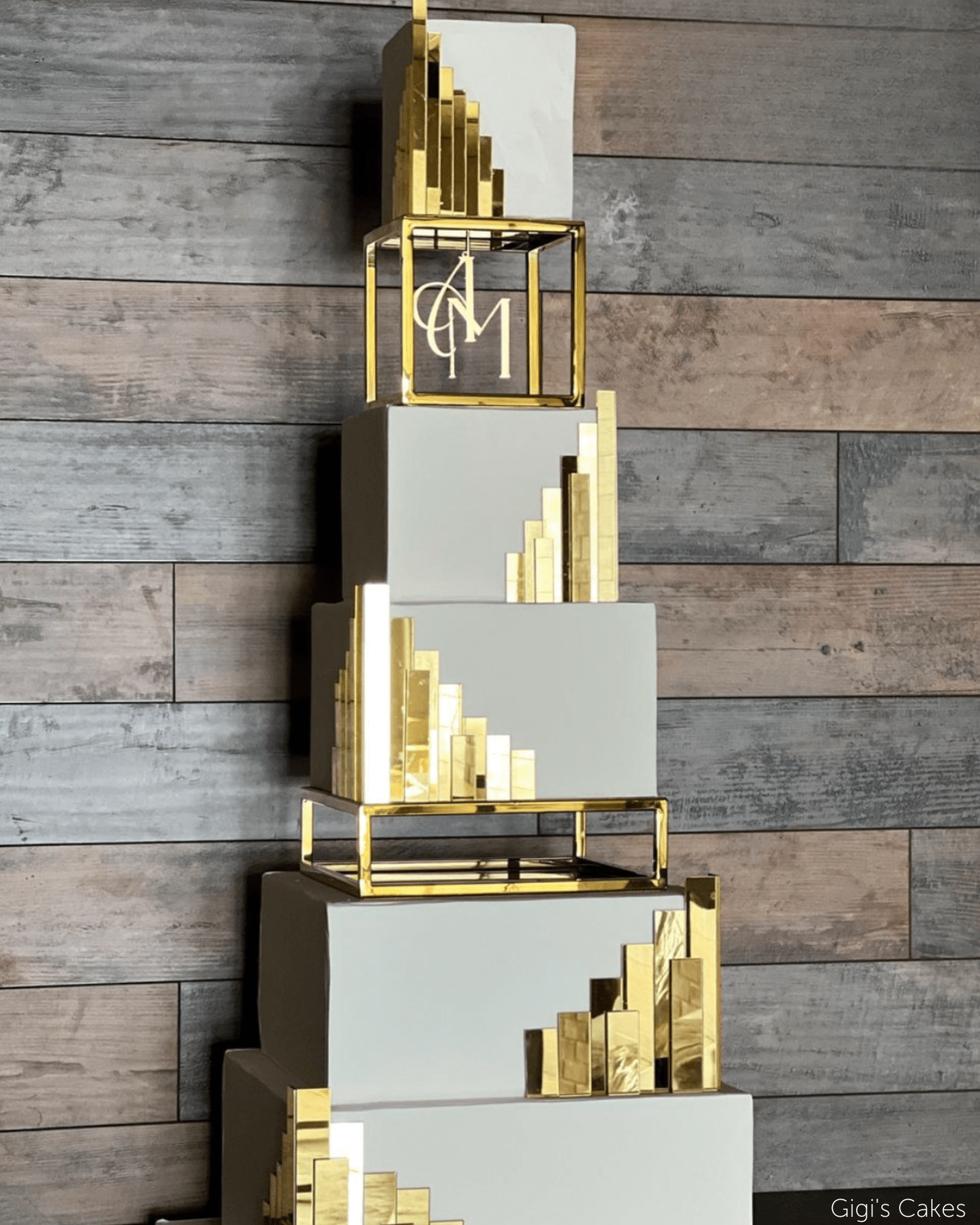 PropBundles - Set of Two - Square and Rectangle Metallic Cake Separators and Stands - Prop Options