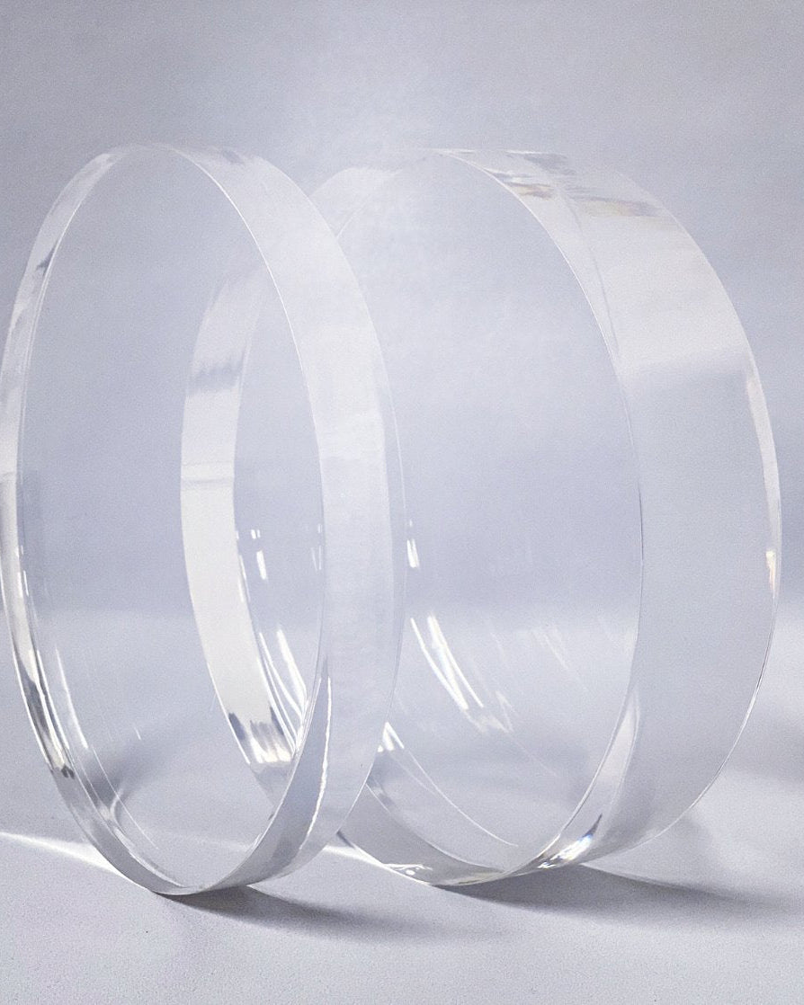 15mm Round Ultra Polished Clear Acrylic Cake Spacers - Prop Options