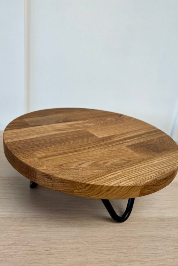 Black hairpin leg solid wood cake stand - 12" - 16" - Prop Options