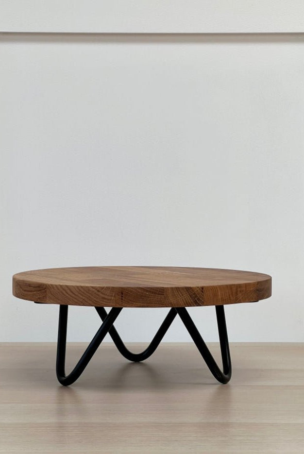 Black hairpin leg solid wood cake stand - 12" - 16" - Prop Options
