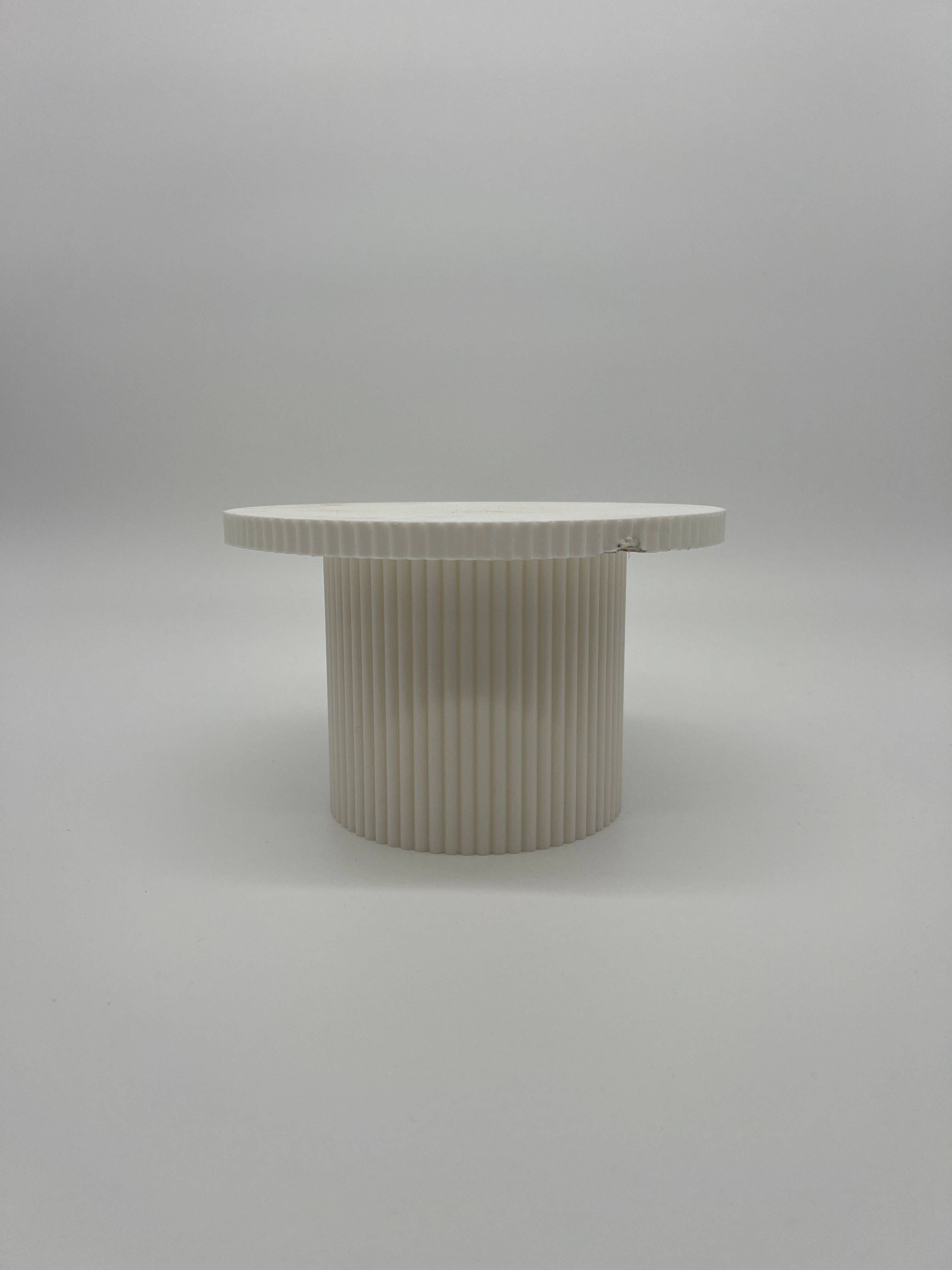 Outlet 8" Round Reeded Stand - White - Misprint - Prop Options