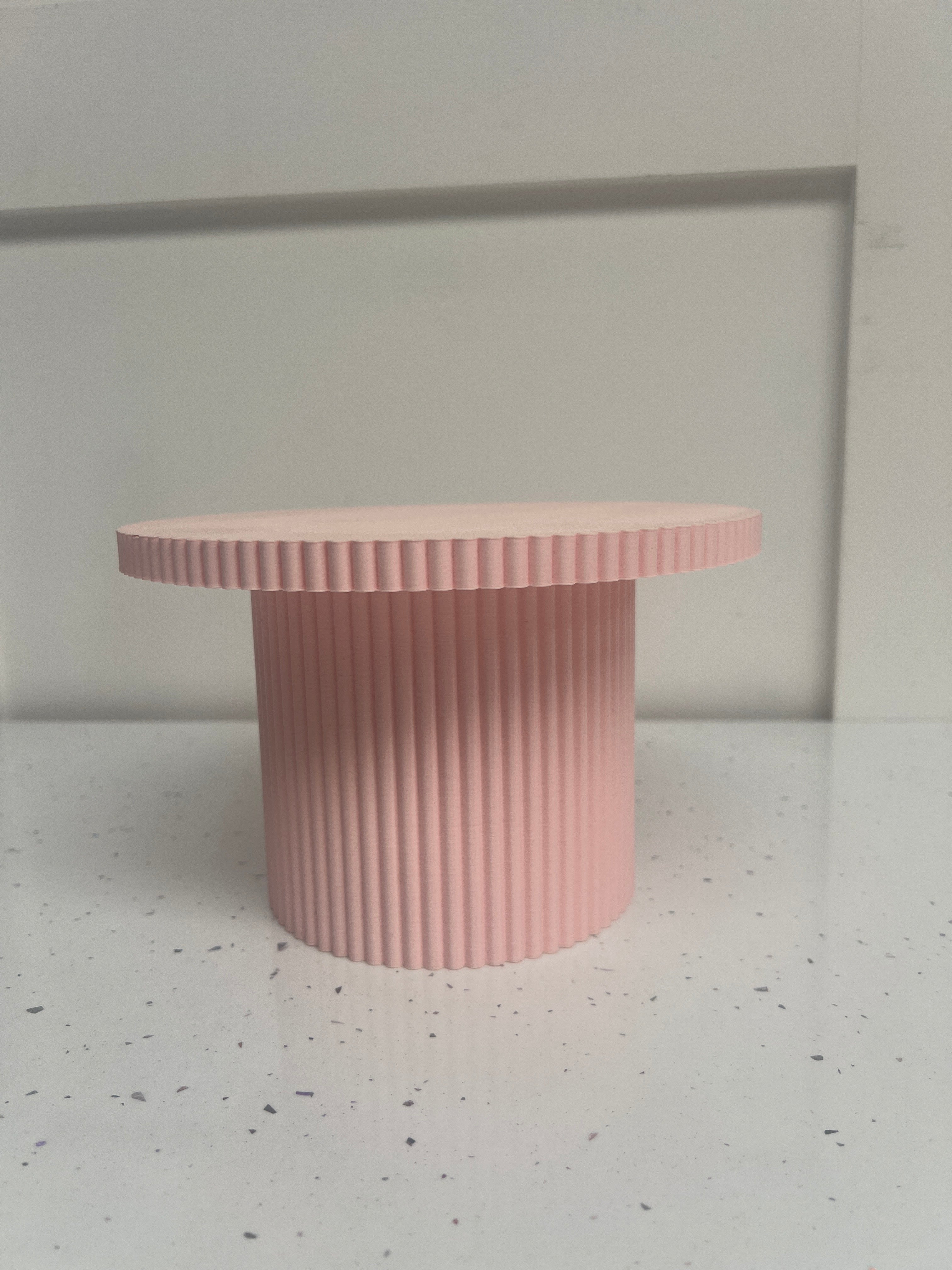 Outlet 8" Round Reeded Stand - Pink - Misprint - Prop Options