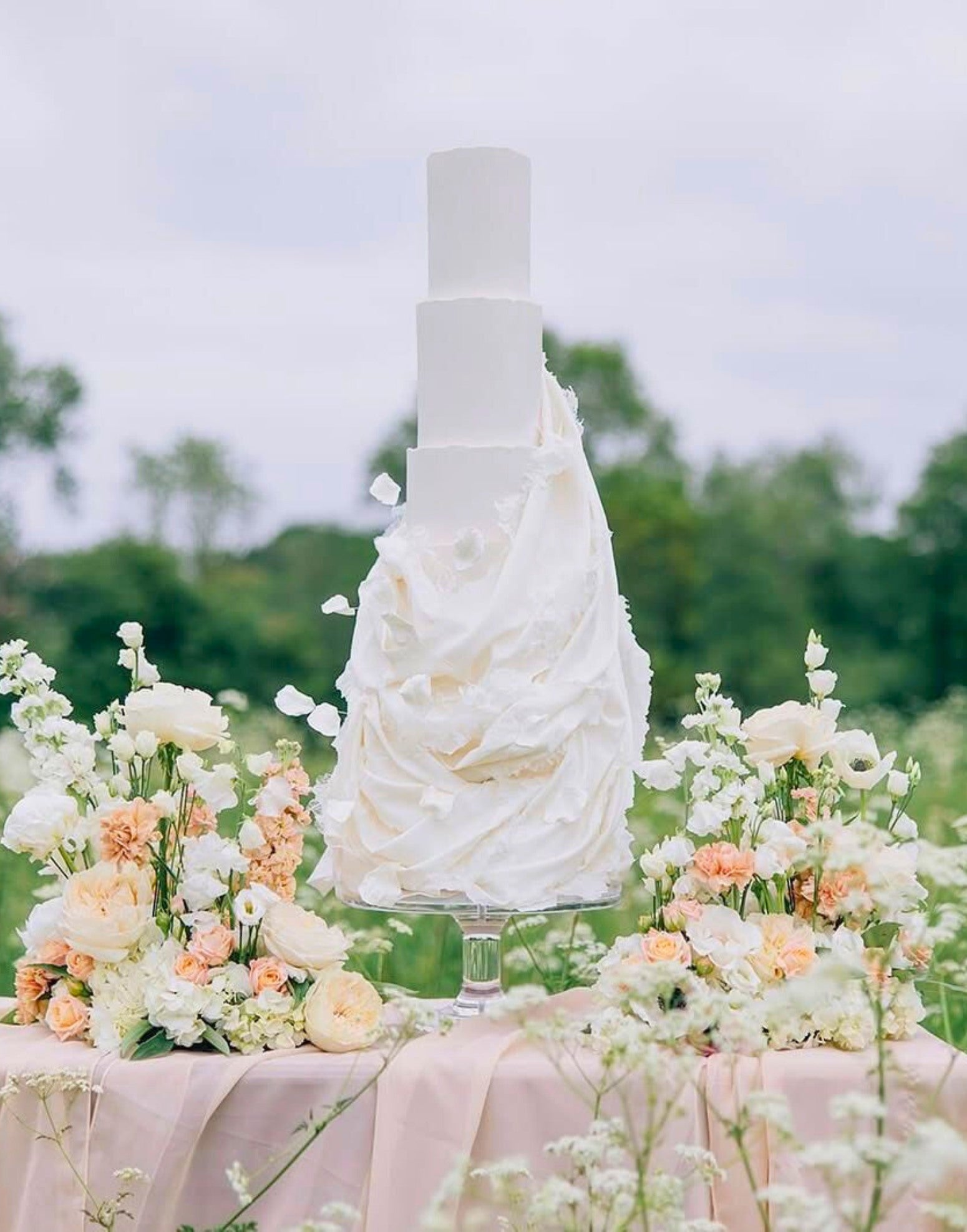 Multi Tiered Drape Cake with Acrylic Pedestal 