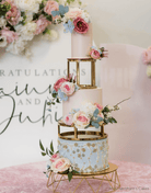 PropBundles - Set of Two - 6" & 10" Round Metallic Cake Separators and Stands - Prop Options