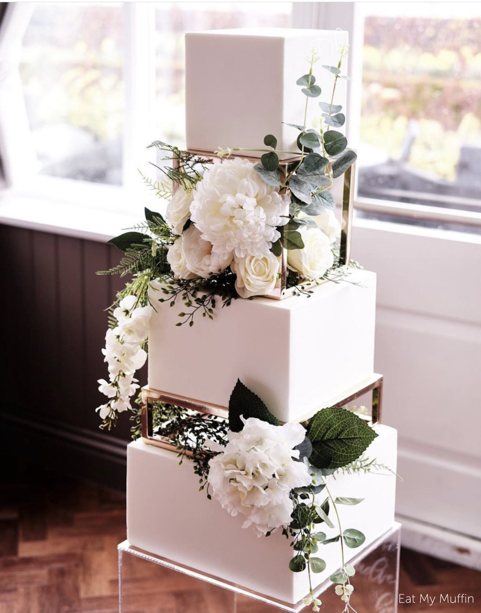 PropBundles - Set of Two - Square and Rectangle Metallic Cake Separators and Stands - Prop Options